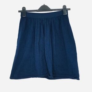 St John Women's 2 Skirt Blue Solid Knit Pleated Front Unlined Mini A-Line BZ3